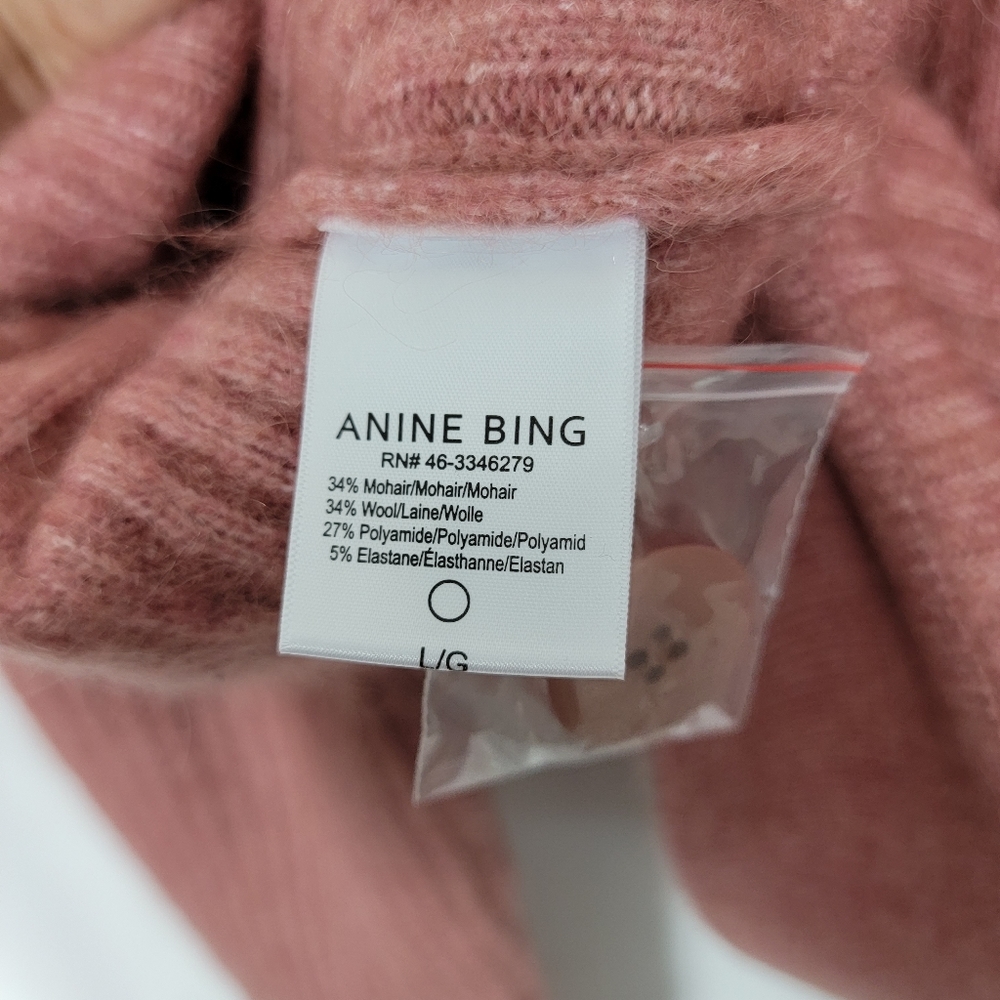 Anine Bing Maxwell Cardigan Mohair Rose Size Large New - Picture 7 of 11